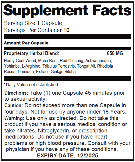 Xplosion Red Extreme 650mg Male Enhancement Pill - Natural Performance